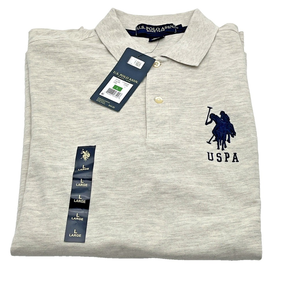 NWT U.S. Polo Assn. Men' Size Large Big Pony Logo Solid Polo Shirt with #3